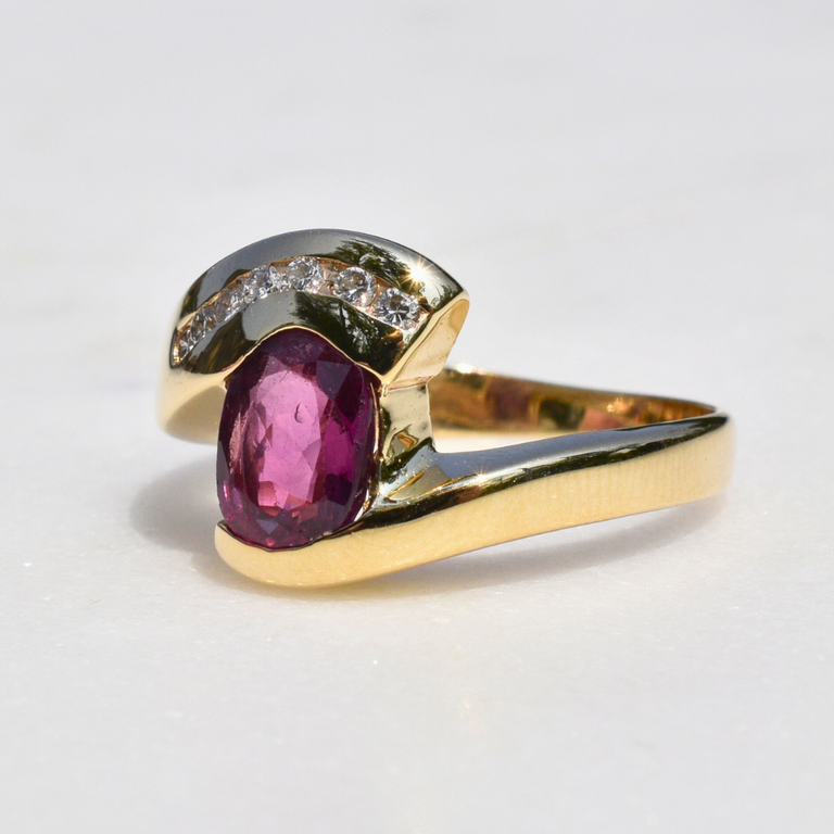 Estate Collection Estate Sapphire & Diamond Bypass Ring