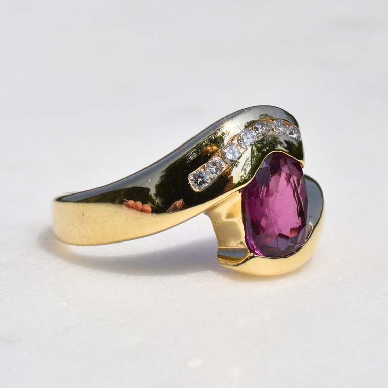 Estate Collection Estate Sapphire & Diamond Bypass Ring