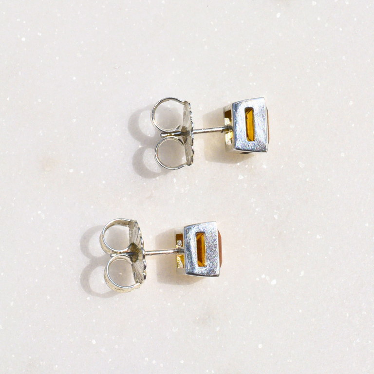 Expressions Jewelers Silver Bezel-Set Citrine Studs