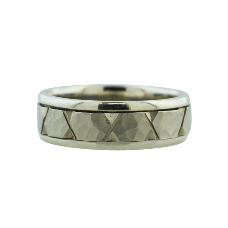 Expressions Jewelers Palladium 7mm Hammered Geometric Band