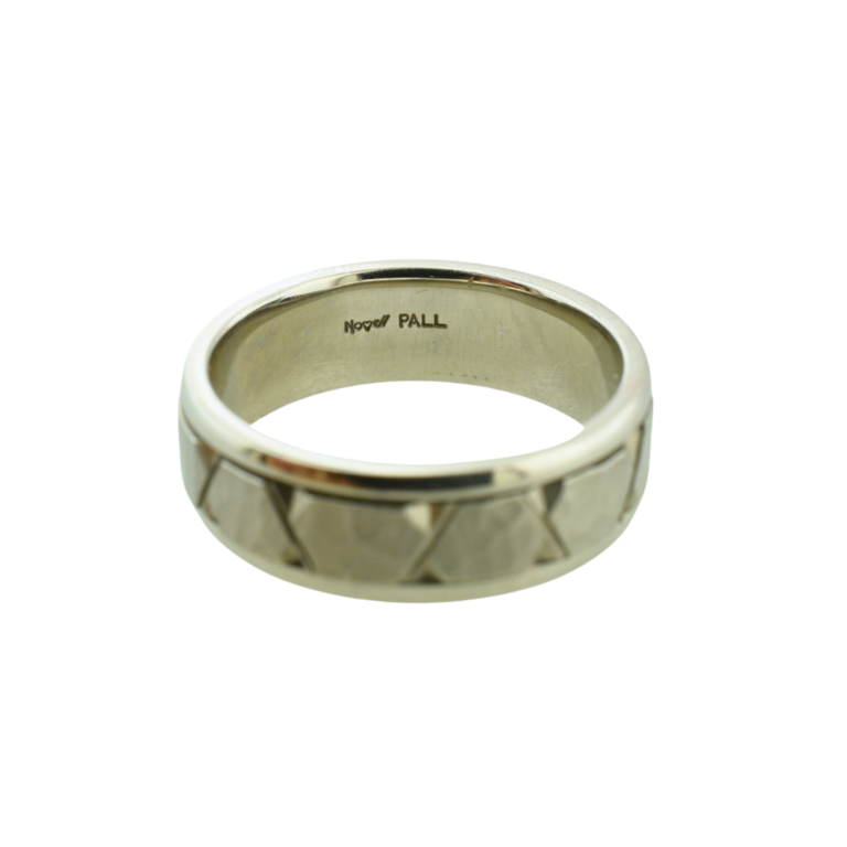 Expressions Jewelers Palladium 7mm Hammered Geometric Band