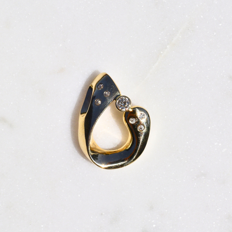 Estate 14K Slide Pendant with Old Cut Diamonds