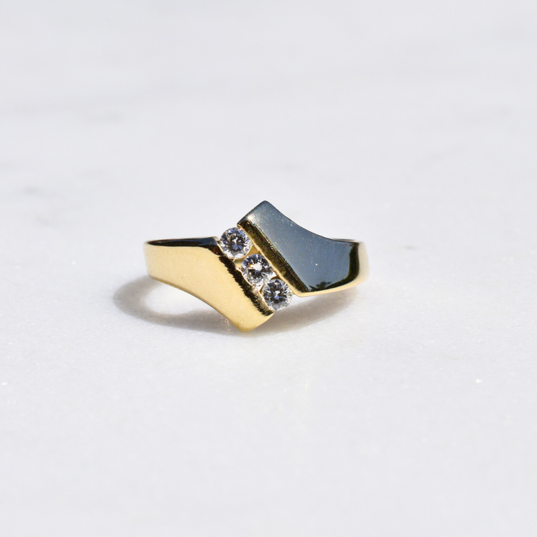 Estate 14K Geometric Diamond Ring
