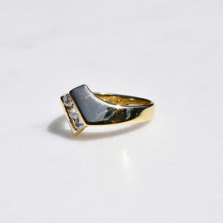 Estate 14K Geometric Diamond Ring
