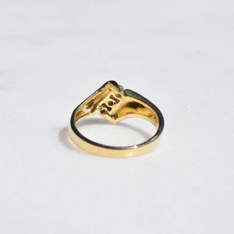 Estate 14K Geometric Diamond Ring