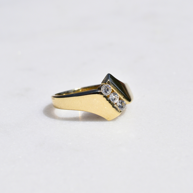 Estate 14K Geometric Diamond Ring