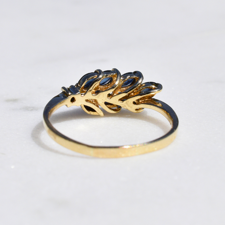 Estate Collection Estate 10K Marquise Blue Stone & Diamond Ring