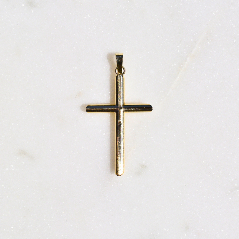 Estate 14K Hollow Cross Pendant