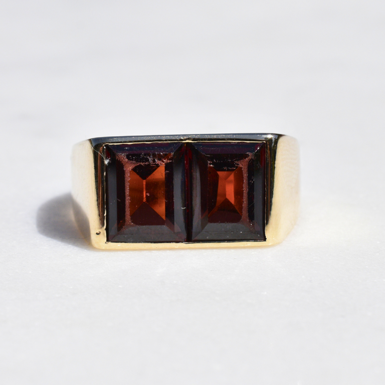Estate 14K Ring with Two Red Stones (Chipped)