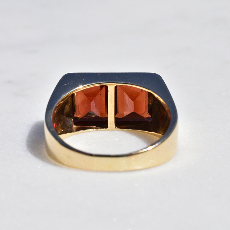 Estate 14K Ring with Two Red Stones (Chipped)