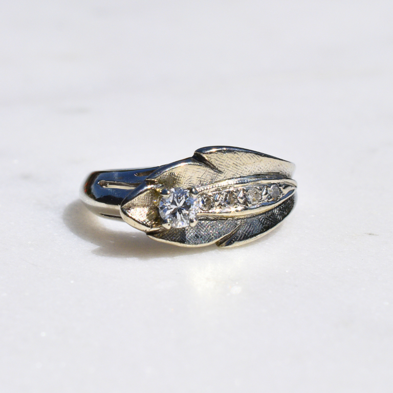 Estate Feather-Inspired Diamond Ring