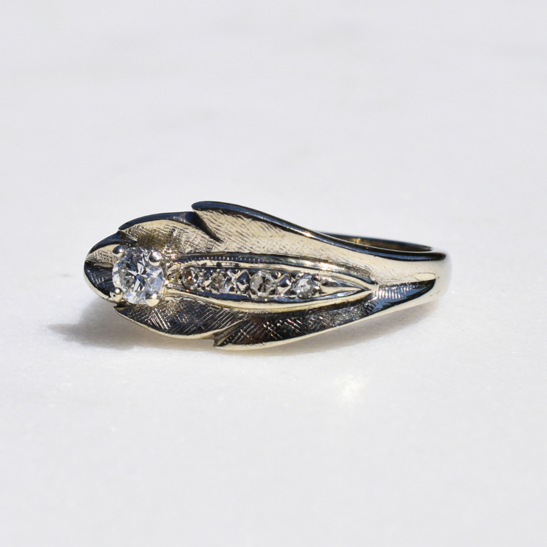 Estate Feather-Inspired Diamond Ring