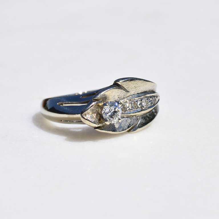 Estate Feather-Inspired Diamond Ring