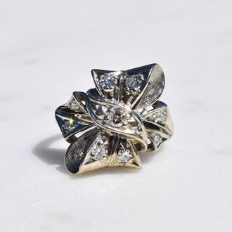 Estate Diamond Ribbon Statement Ring