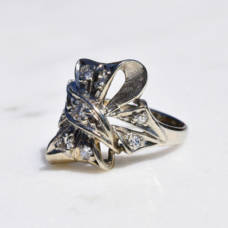 Estate Diamond Ribbon Statement Ring