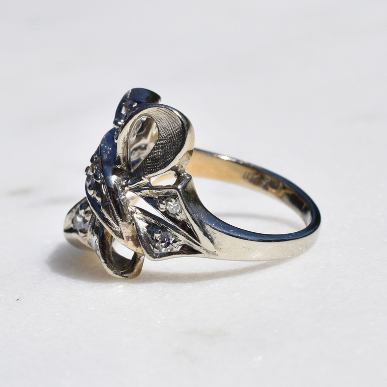Estate Diamond Ribbon Statement Ring