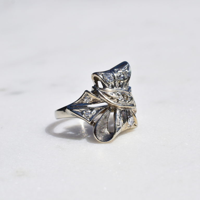 Estate Diamond Ribbon Statement Ring