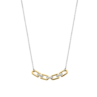 Ti Sento CZ Pavé Link Bar Necklace
