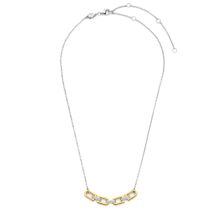 Ti Sento CZ Pavé Link Bar Necklace 15-19"