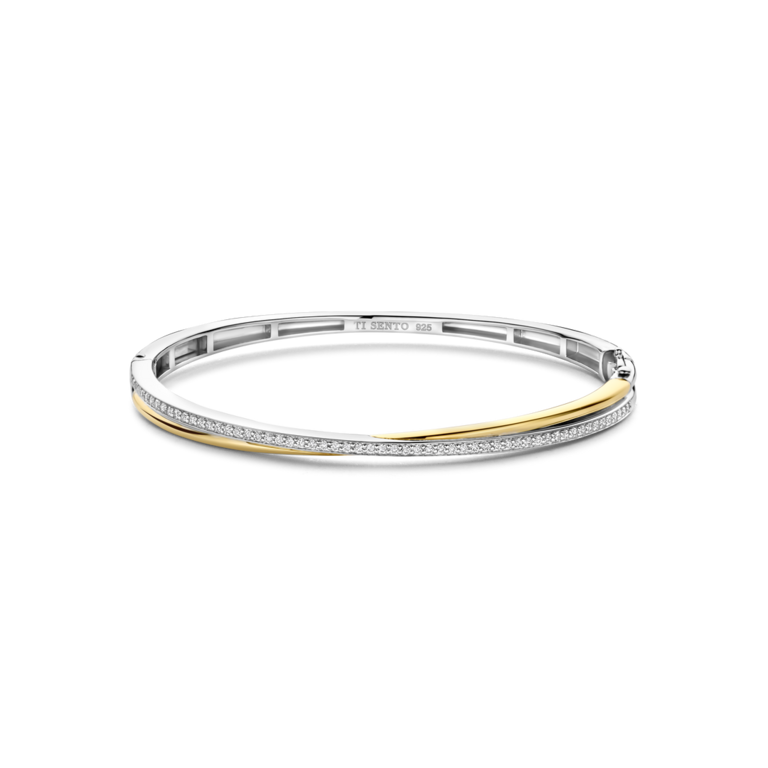 Ti Sento GP Bangle Bracelet with CZ Pavé Accents