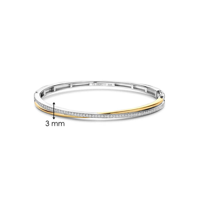 Ti Sento GP Bangle Bracelet with CZ Pavé Accents
