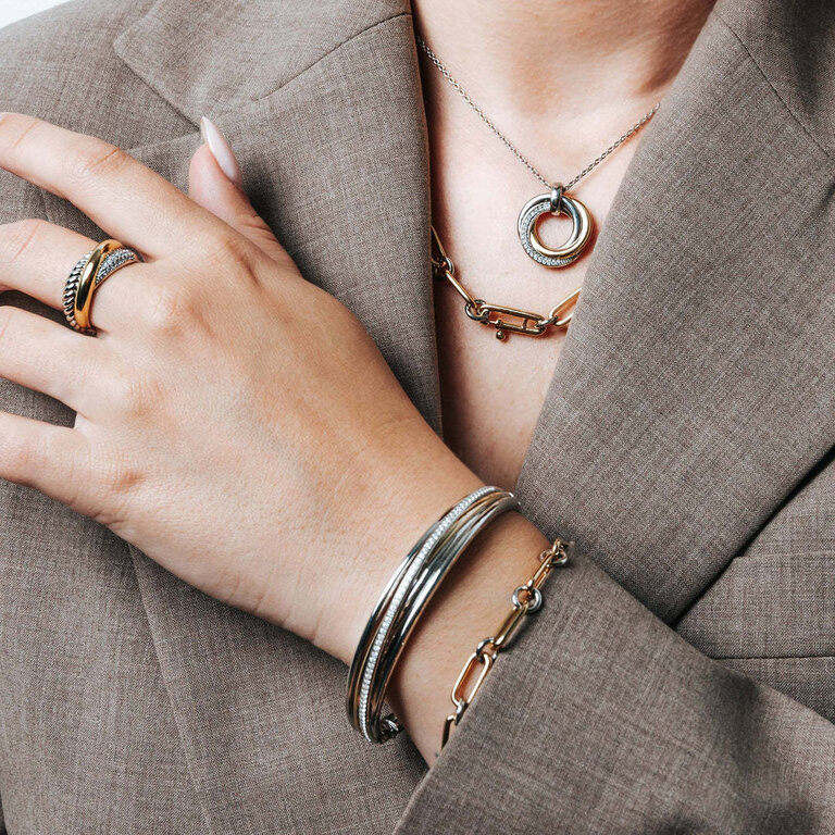 Ti Sento Chain Link Bracelet with Silver Accents