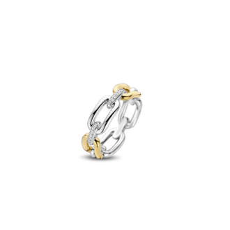 Ti Sento Chain Link Ring with CZs