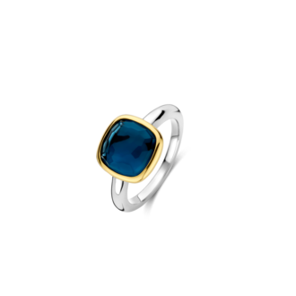 Ti Sento Deep Blue Cushion Stone Ring