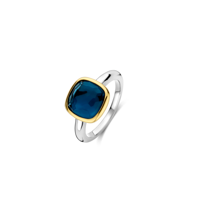Ti Sento Deep Blue Cushion Stone Ring