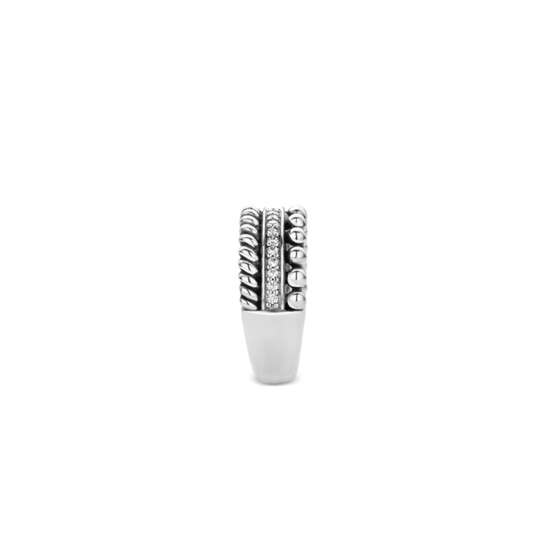 Ti Sento Silver Beaded & Braided CZ Ring