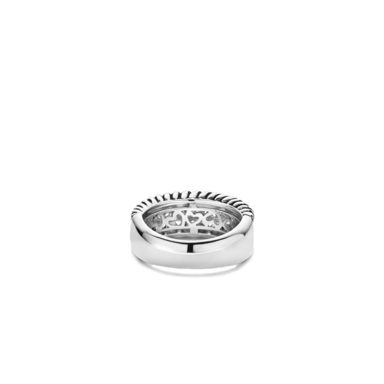 Ti Sento Silver Beaded & Braided CZ Ring