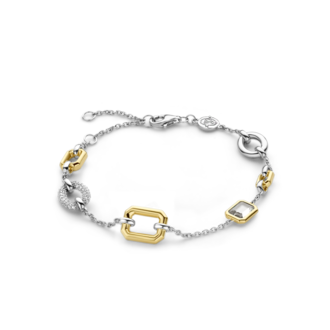 Ti Sento Geometric Link and CZ Pavé Bracelet