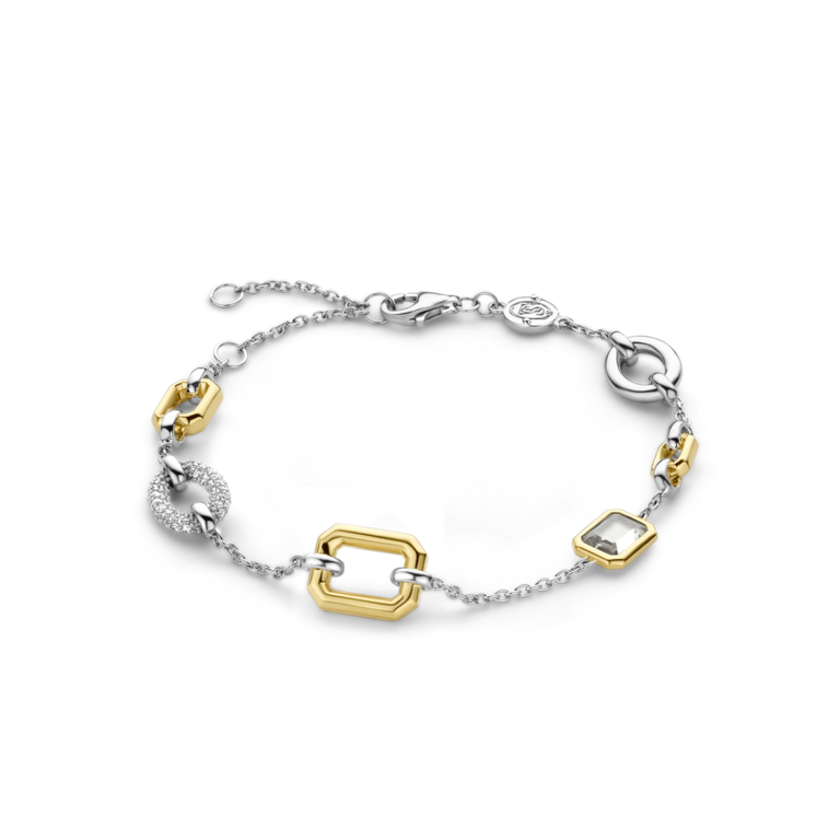 Ti Sento Geometric Link and CZ Pavé Bracelet