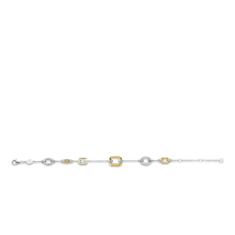 Ti Sento Geometric Link and CZ Pavé Bracelet