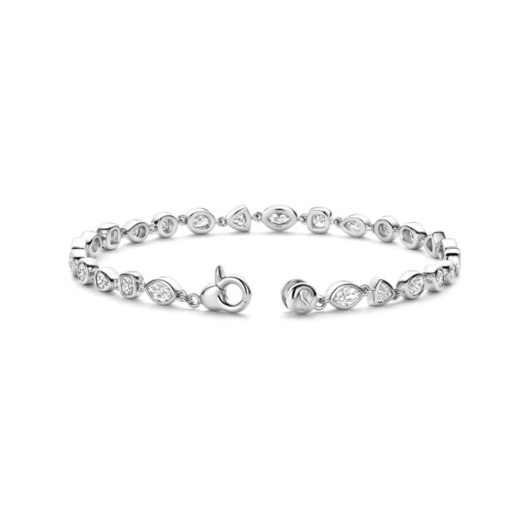 Ti Sento Silver Bezel-Set Mixed-Shape CZ Bracelet