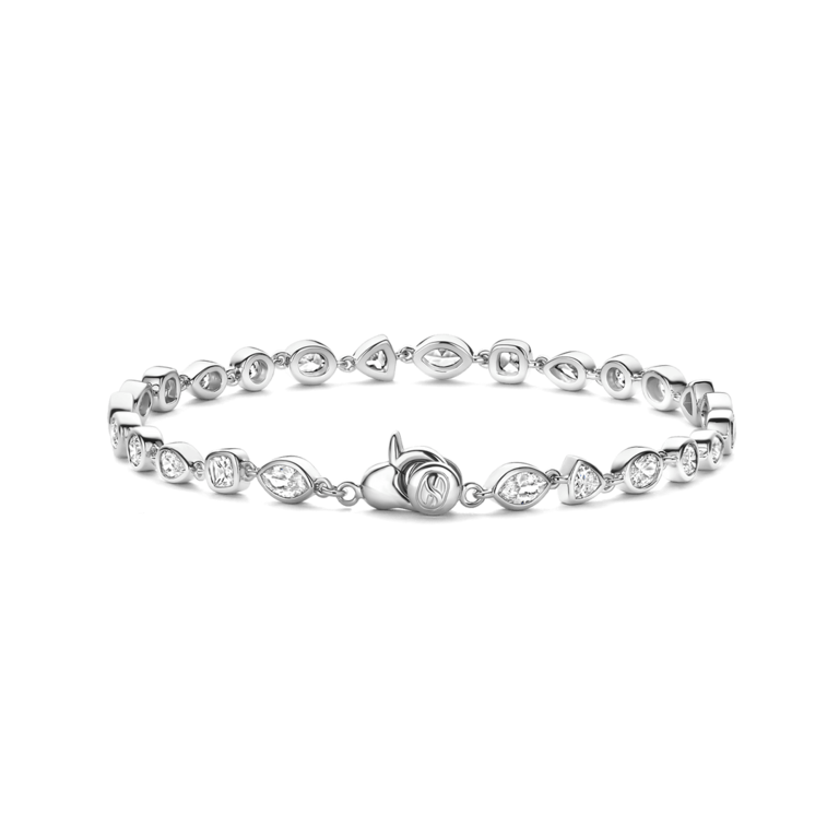 Ti Sento Silver Bezel-Set Mixed-Shape CZ Bracelet