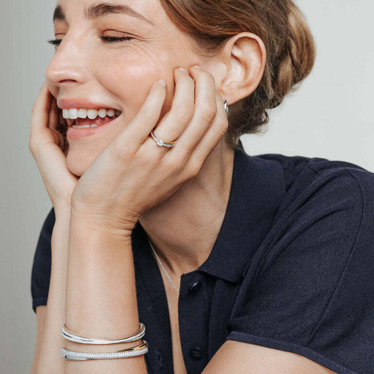 Ti Sento Intertwined Bangle with CZ Pavé