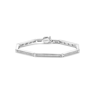 Ti Sento Hexagonal Bangle with CZ Pavé Accents