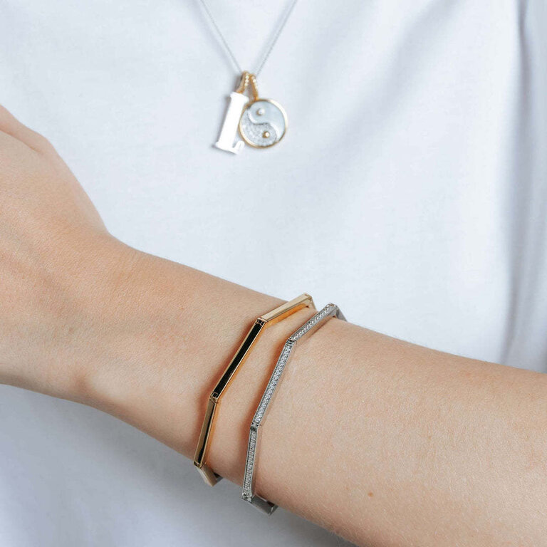 Ti Sento Hexagonal Bangle with CZ Pavé Accents