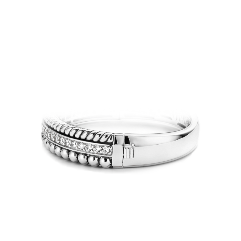 Ti Sento Silver CZ Accented Bangle Bracelet