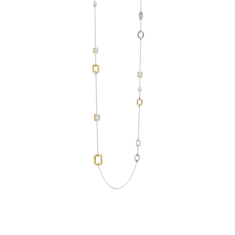 Ti Sento Geometric Station Necklace with CZs