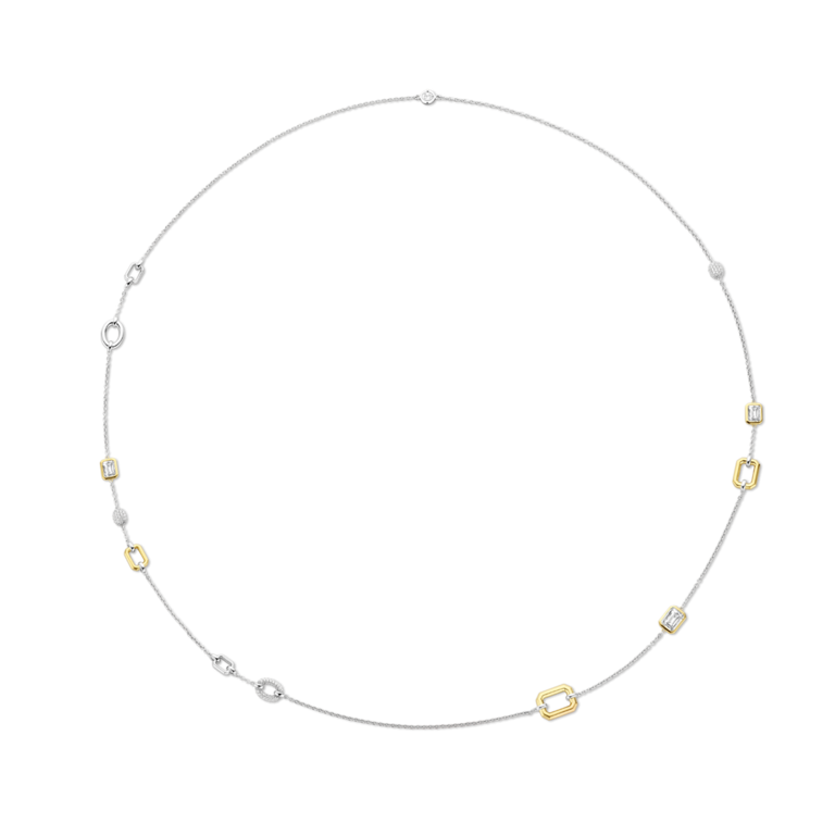 Ti Sento Geometric Station Necklace with CZs