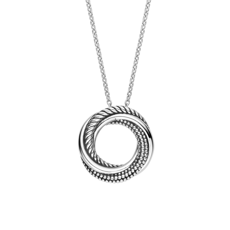 Ti Sento Circle Pendant Necklace with Texture - 15-19"