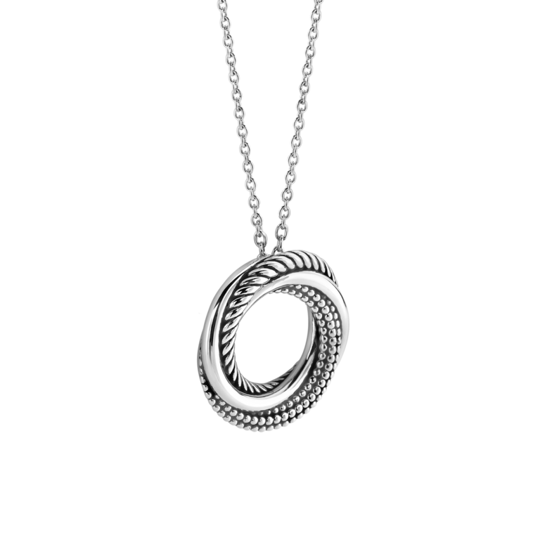 Ti Sento Circle Pendant Necklace with Texture - 15-19"