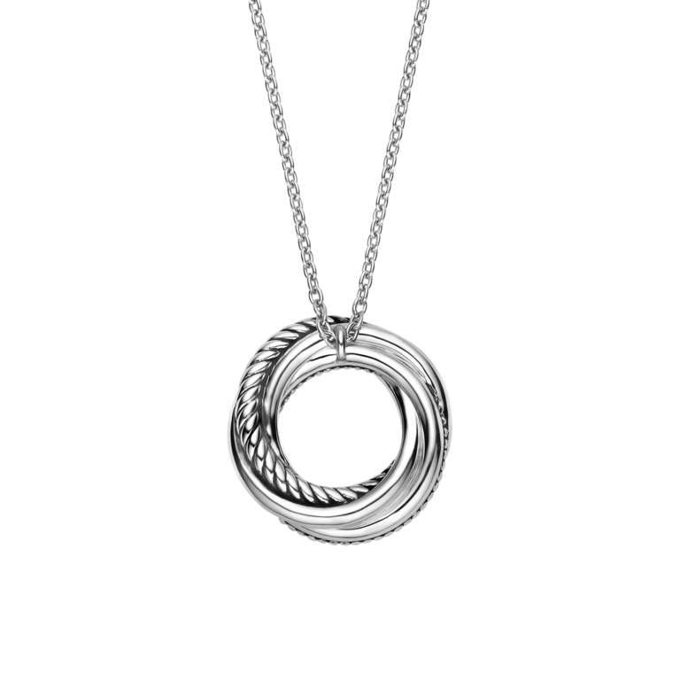 Ti Sento Circle Pendant Necklace with Texture - 15-19"