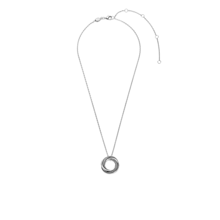 Ti Sento Circle Pendant Necklace with Texture - 15-19"