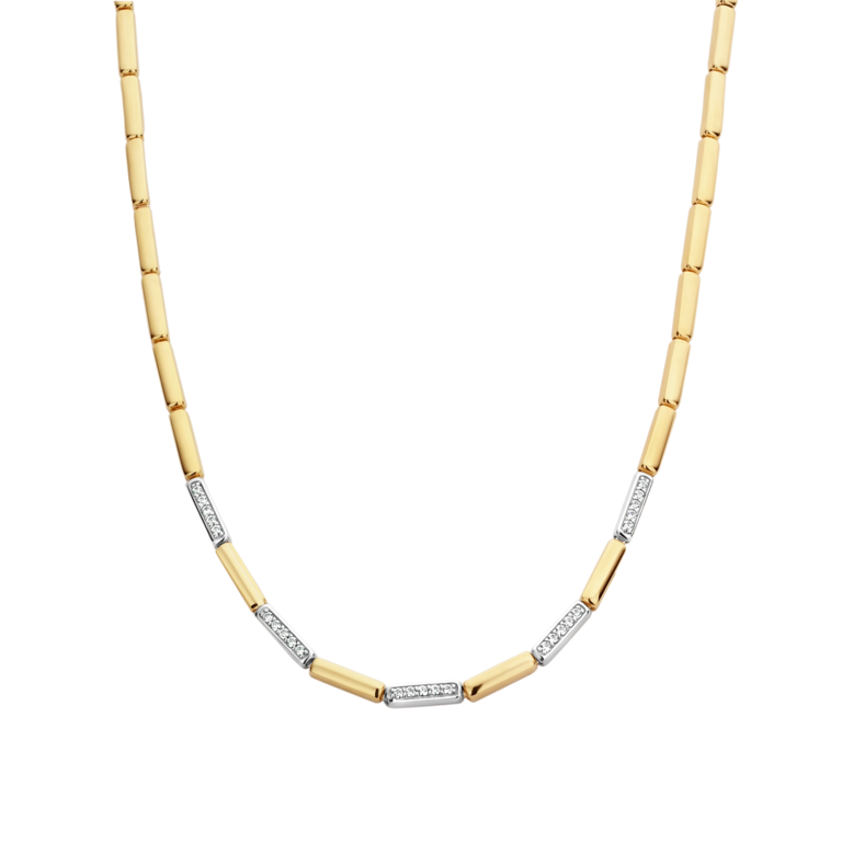 Ti Sento Bar Link Necklace with CZs - 16.5"