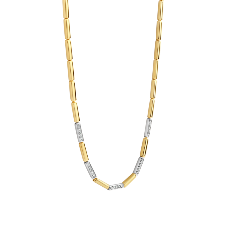 Ti Sento Bar Link Necklace with CZs - 16.5"
