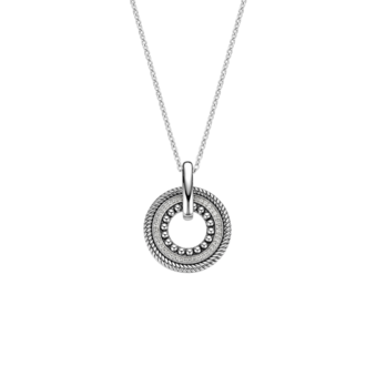 Ti Sento Textured Circle and CZ Pendant