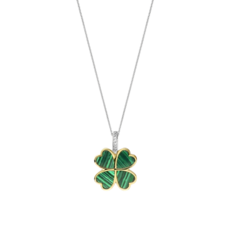 Ti Sento Malachite Clover Pendant